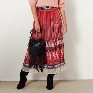 ba&sh Daris Pleated Metallic Midi Skirt Size 0